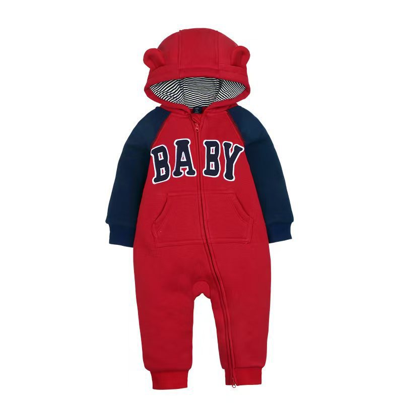 Children's Clothing Zipper Hooded Long-sleeved Jumpsuit Double Jumpsuit, Climbing Suit