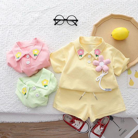 Children's Summer Red Yellow Green Three Color Children's Suit