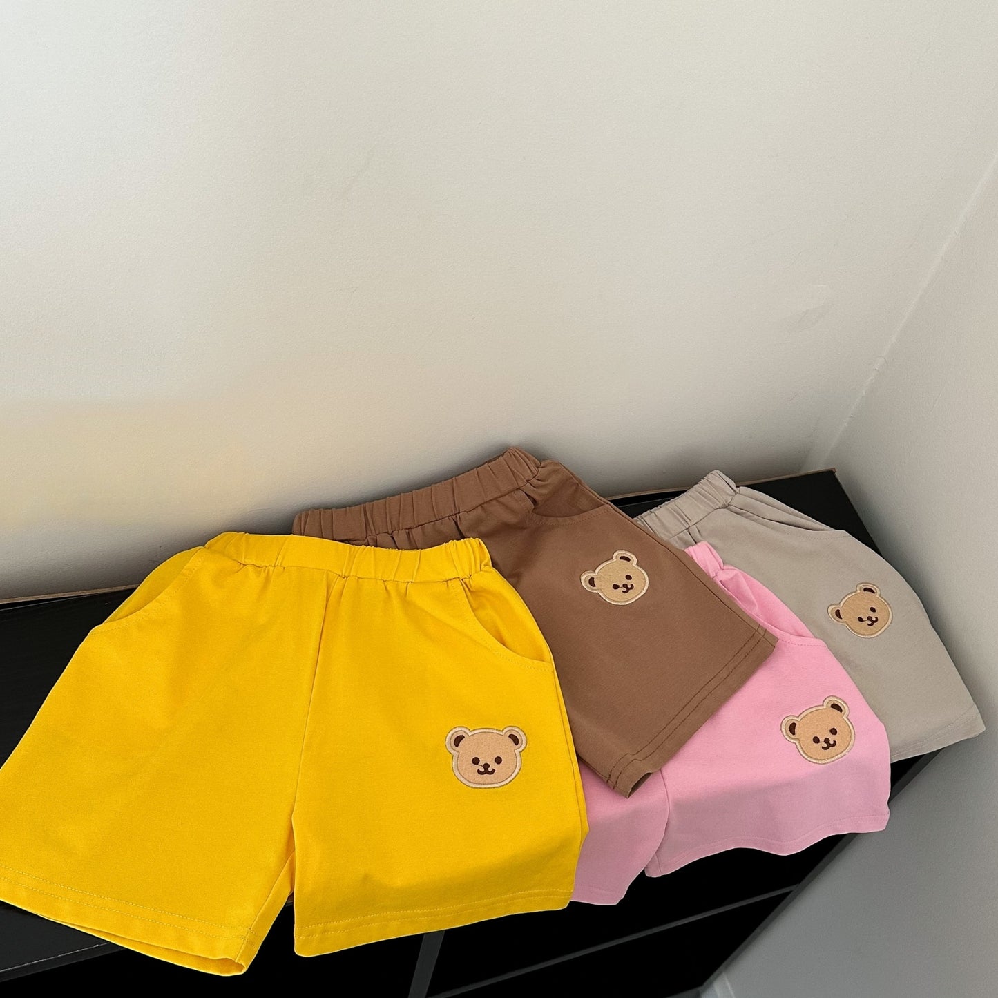Thin Little Bear Cartoon Infant Clothes Short Sleeve Shorts Split Children's Suit