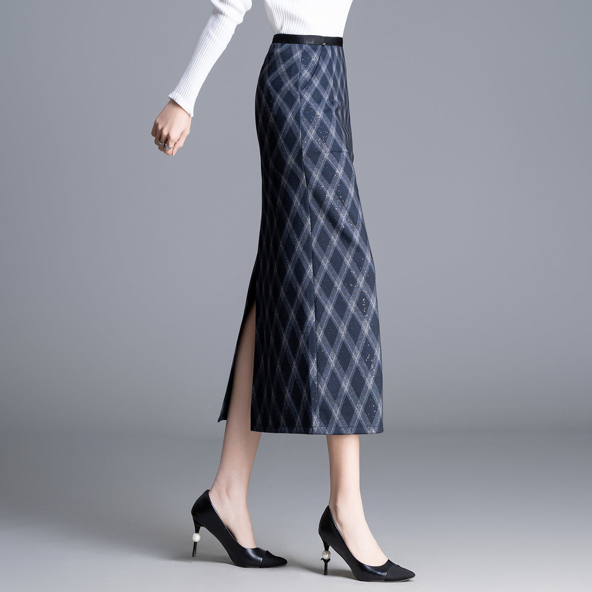 Women's Style Plaid Spring High Waist Slimming Mid-length Skirt