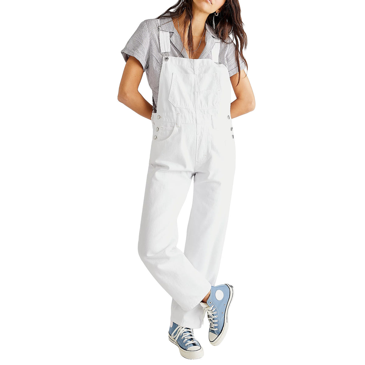 Women's Leisure Washed-out Loose Denim Brace Suspender Women's Jeans