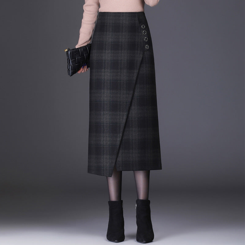 High Waist Mid-length Irregular Split One-step A- Line Sheath Skirt