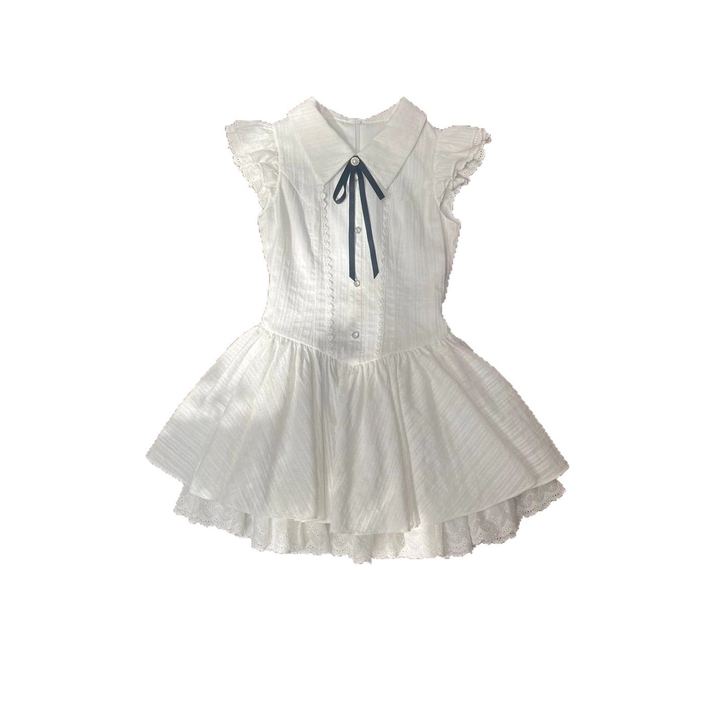 Stitching Sweet Pettiskirt Korean Style Solid Color Summer Flying Flounced Children's Dress