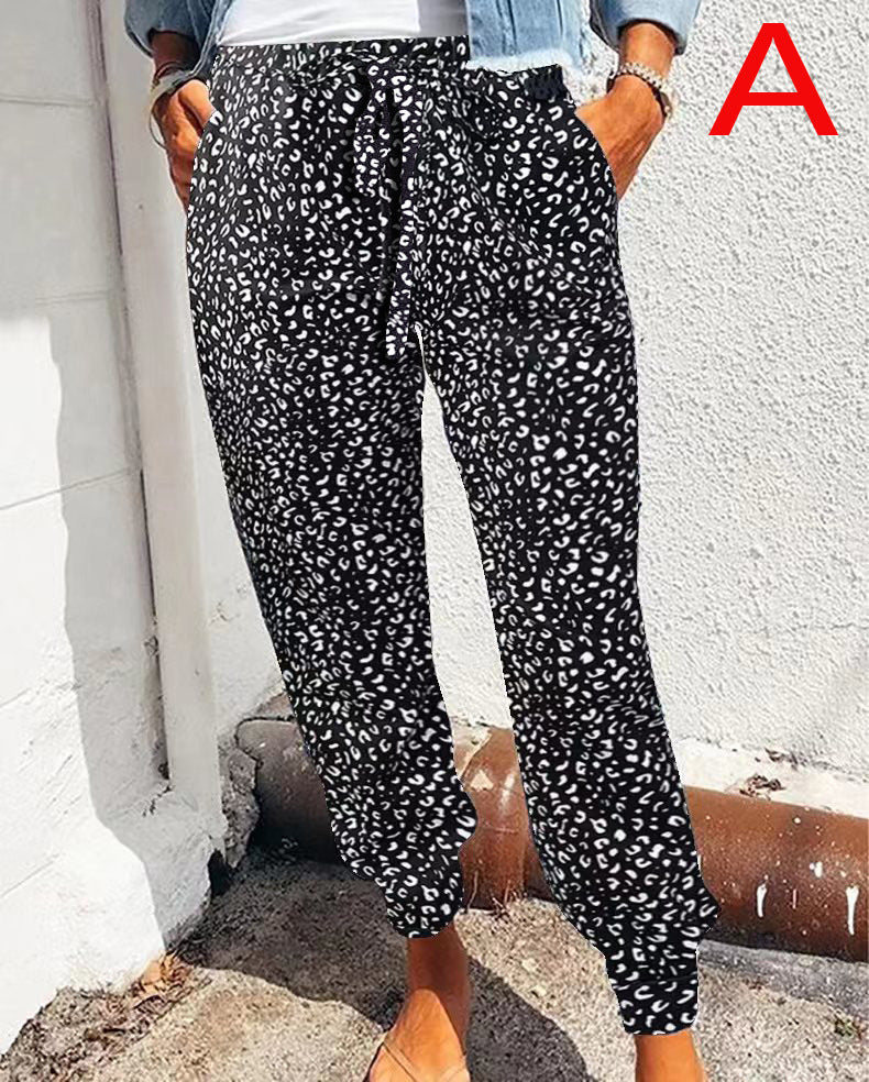 Women's Summer Trousers Loose Leopard Print Printed Pants