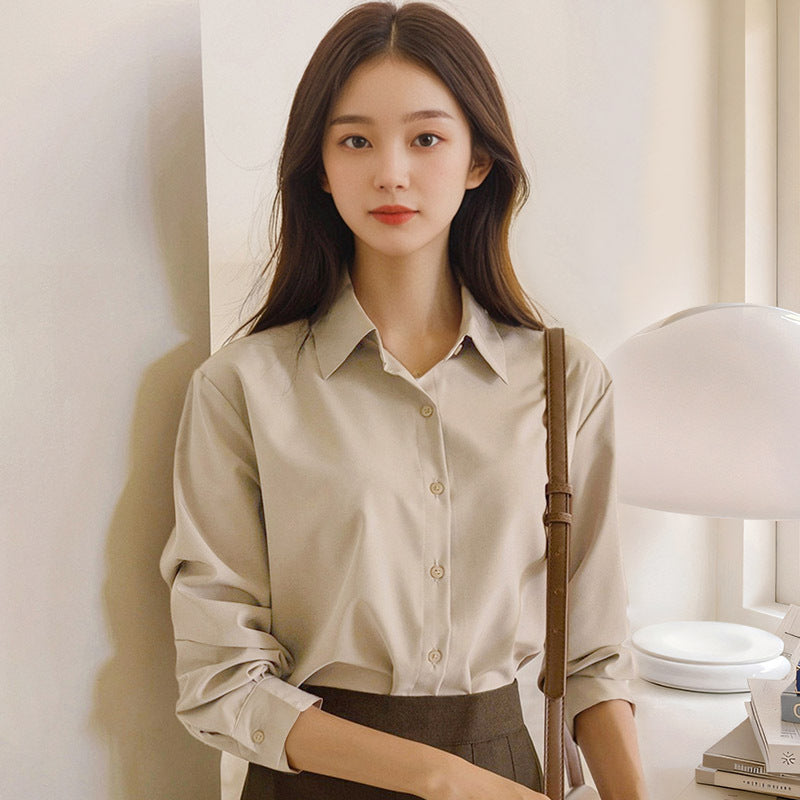 Women's Long-sleeved Shirt Korean Loose White Collar Blouse