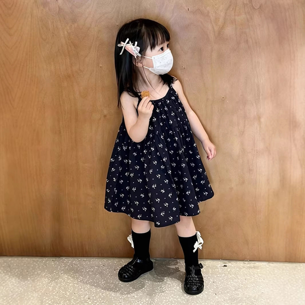 Children's Style Personality Trendy Korean Floral Princess Vest Beach Children's Dress