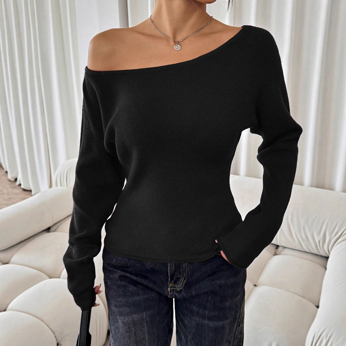 Women's Solid Color Long Sleeve Elegant Commuter Women's T-shirt