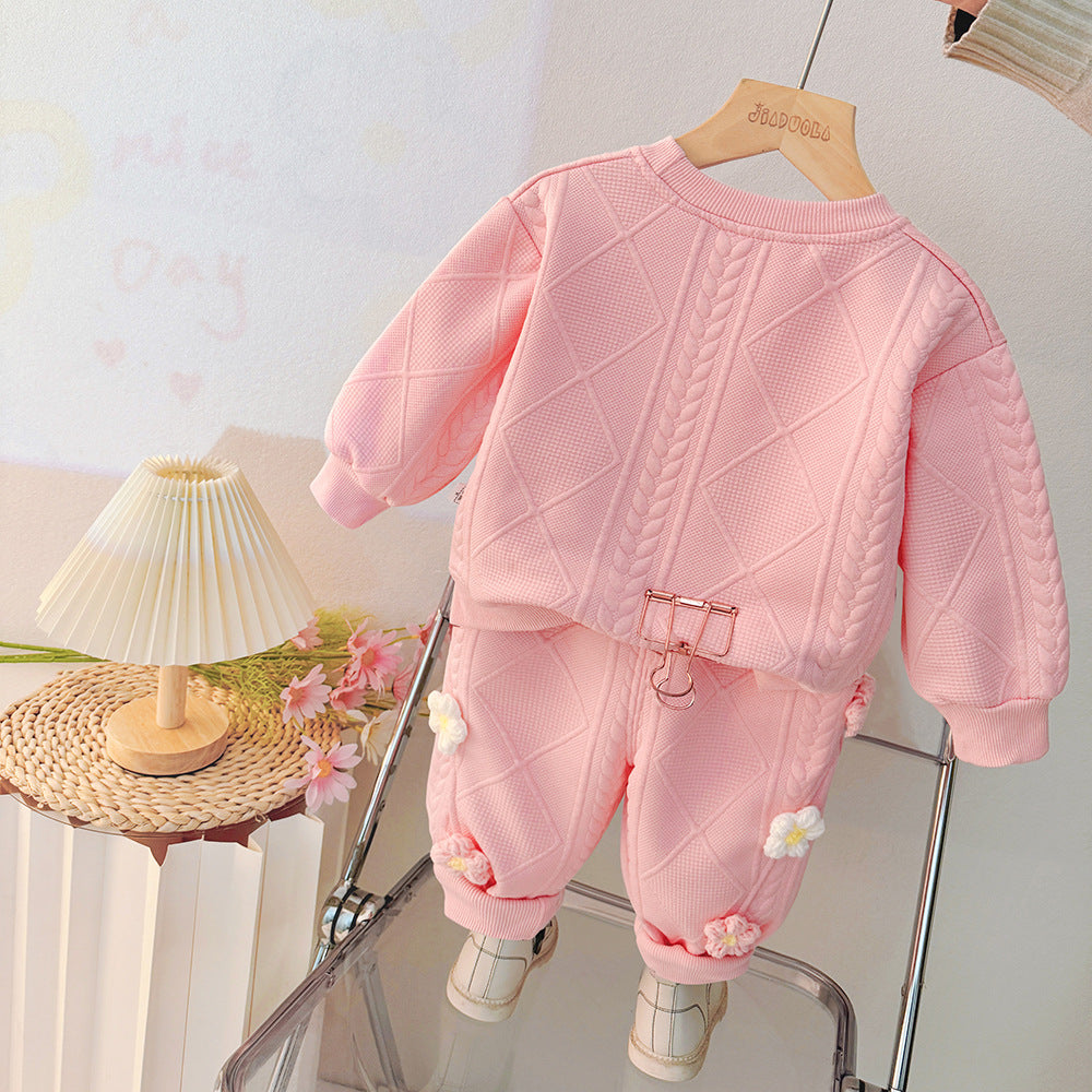 Children's Spring Two-piece Clothing Sweater Private Hair Children's Suit