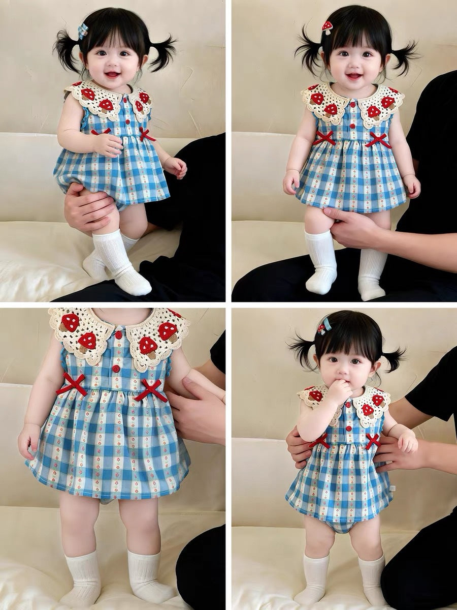 Summer Thin Sleeveless Doll Collar Bow Western Style Romper Going Jumpsuit, Climbing Suit