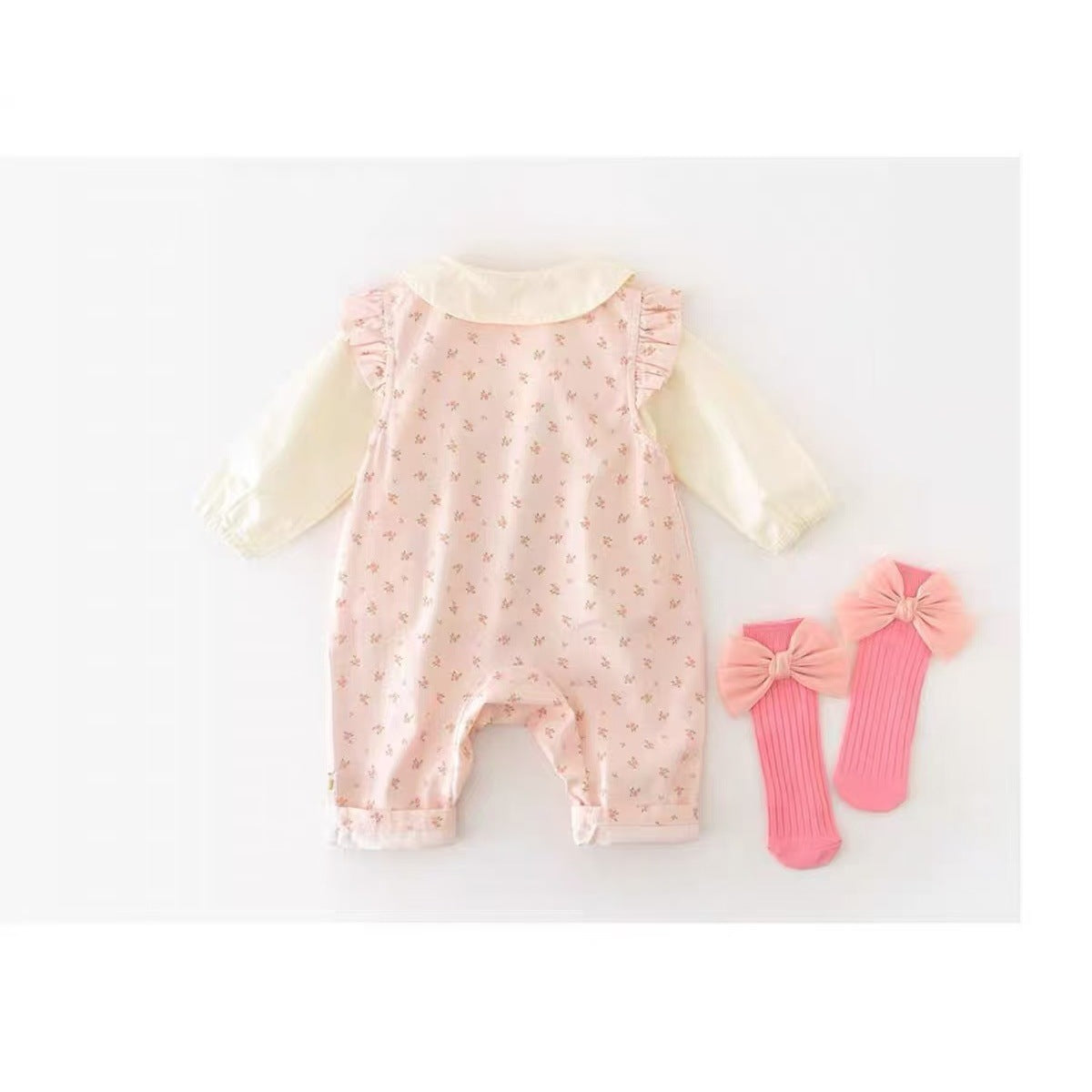 Spring Fresh Floral Pants Going Out Flounced Sleeve Jumpsuit Jumpsuit, Climbing Suit