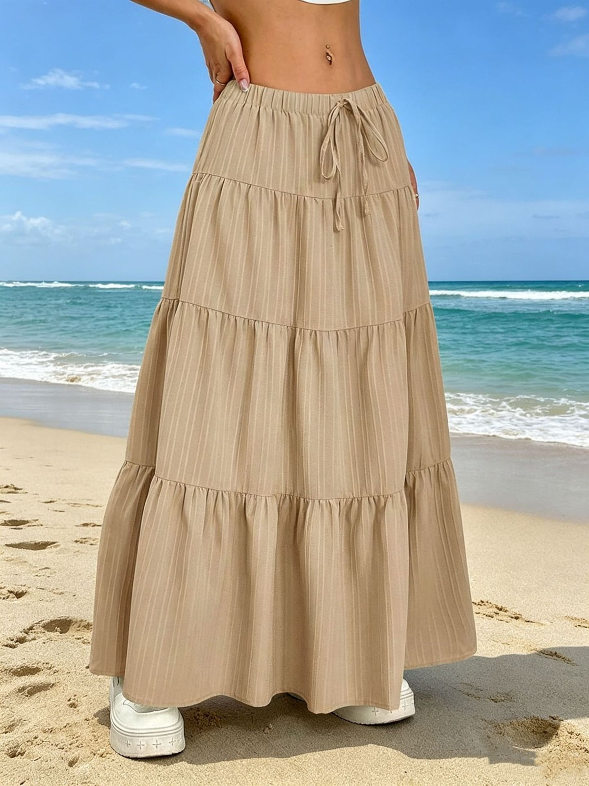 Women's Stitching Solid Color Large Swing Casual Loose Skirts