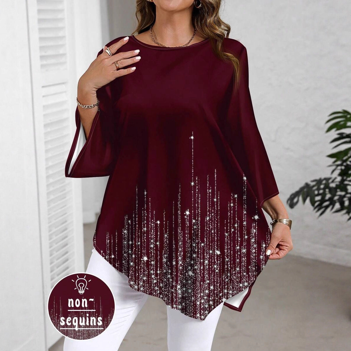 Women's Autumn Casual Versatile Gradient Printing Round Tops