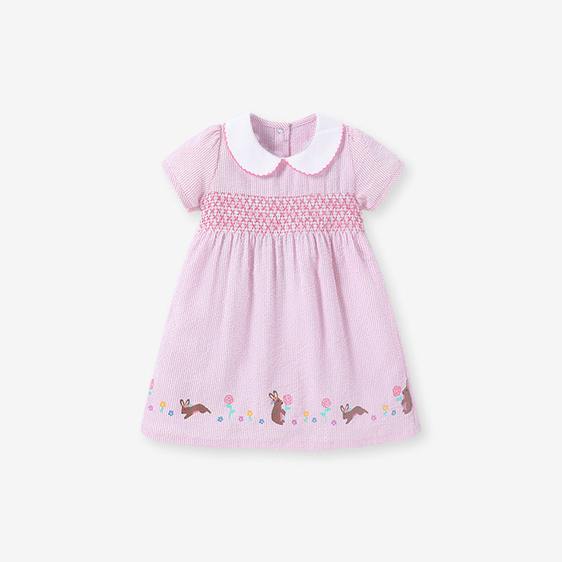 Children's Skirt Summer Woven Short Sleeve Skirts Children's Dress