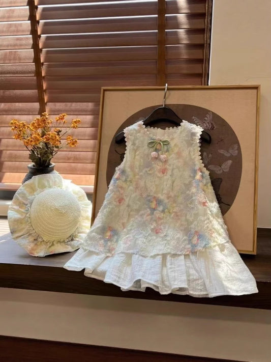 Children's Wear Match Rainbow Printing Summer Sweet Fairy Children's Dress