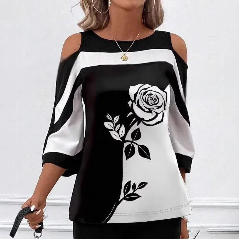 Women's Summer Round Neck Printed Casual Loose Tops