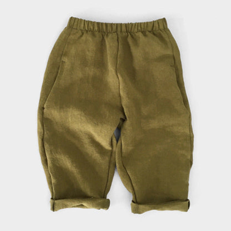 Children's Korean Style Linen Casual Elastic Waist Loose Children's Pants