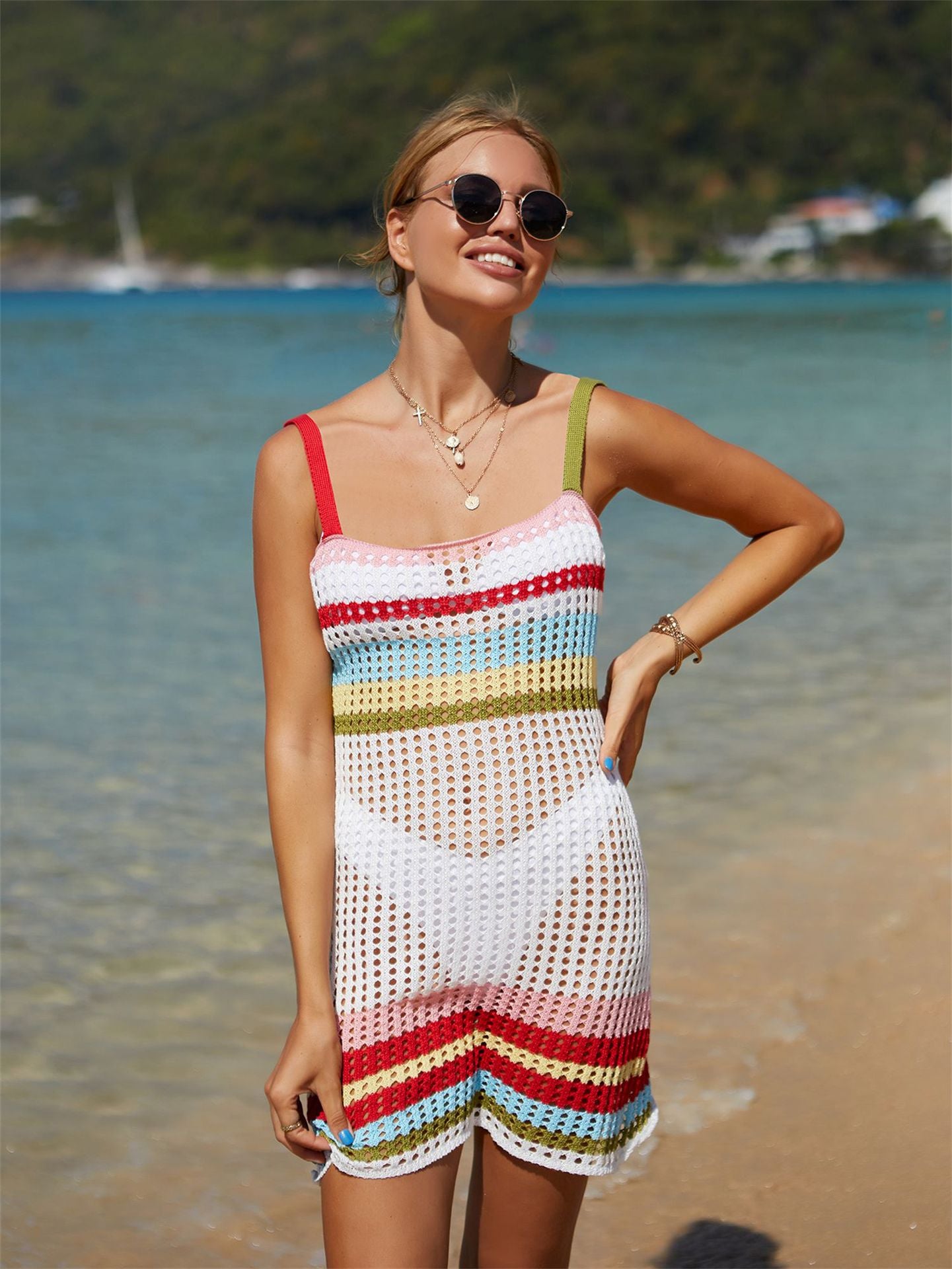 Women's Summer Patchwork Bikini Beach Dress Backless Fashion Blouses