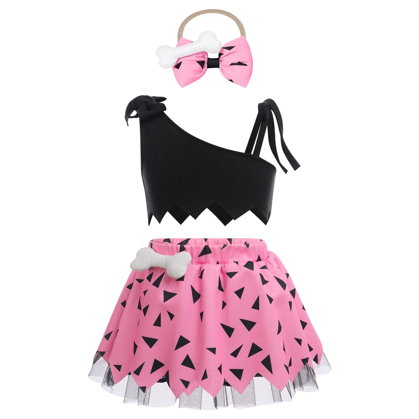 Children's Top Mesh Skirt Hair Band Three-piece Children's Suit