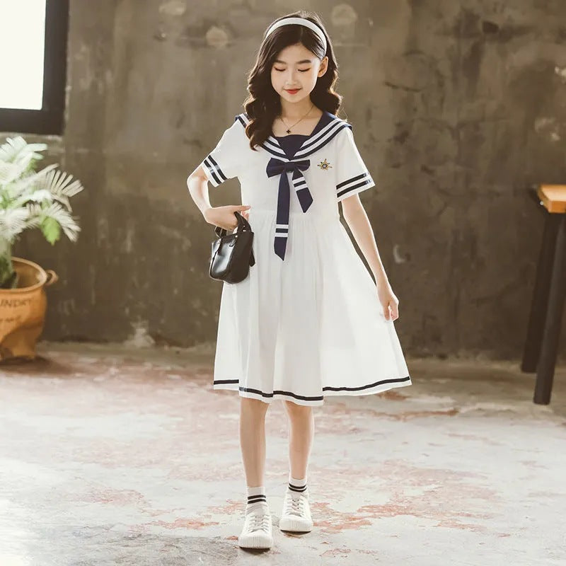 Children's Summer Fashionable Princess College Navy Style Little Children's Dress