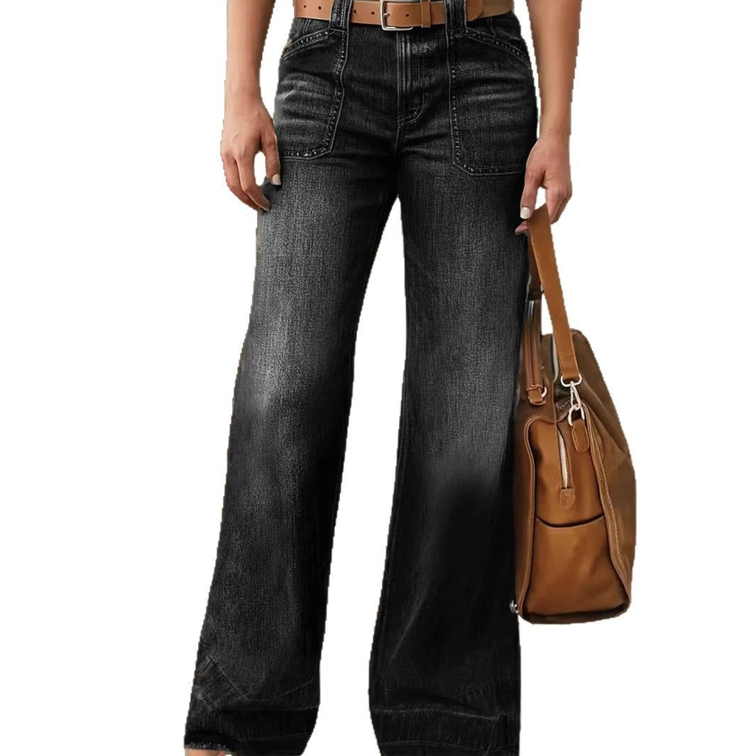 Graceful Women's Slimming Wide Leg Temperament Women's Jeans