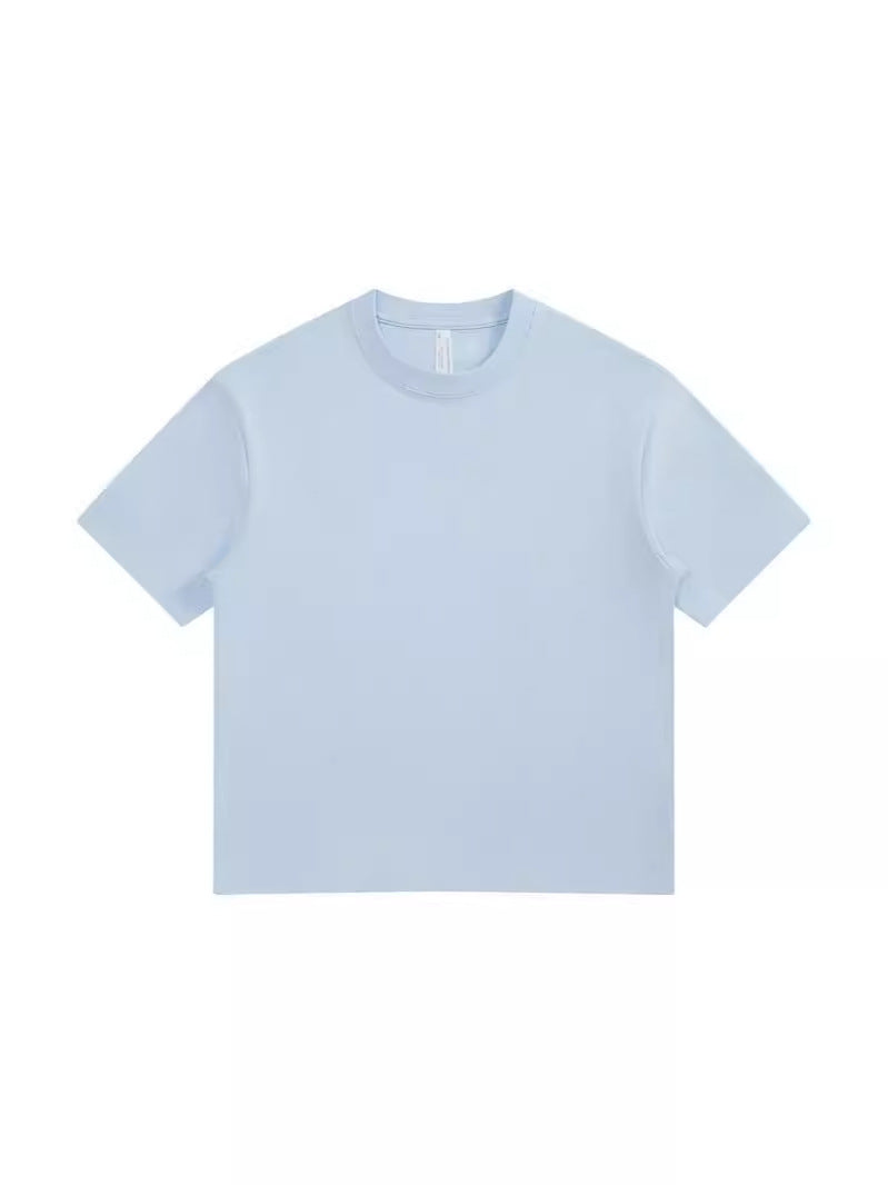 Children's Cotton Loose Shoulder Short-sleeved Solid Color Heavy Clothing Fashion Sports Children's T-shirt