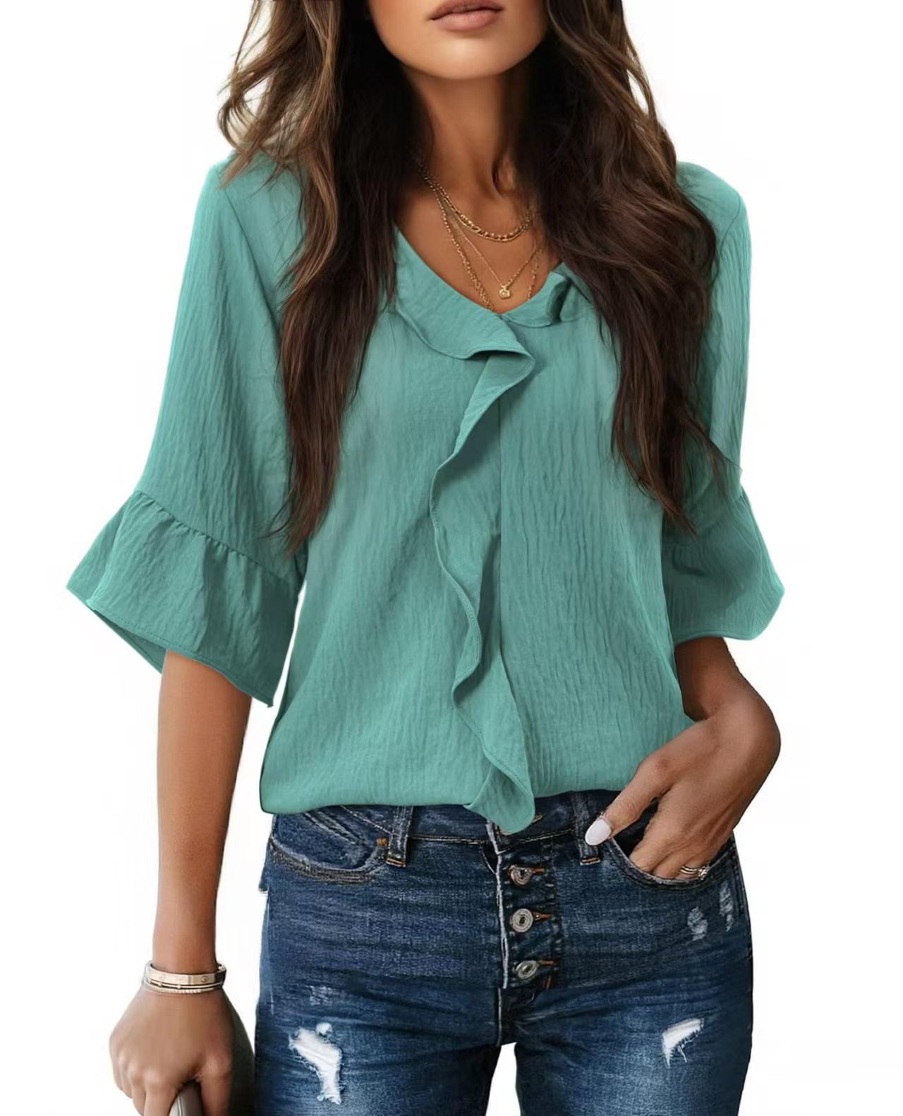 Classy Glamorous Beautiful Fashionable Ruffled Loose Tops
