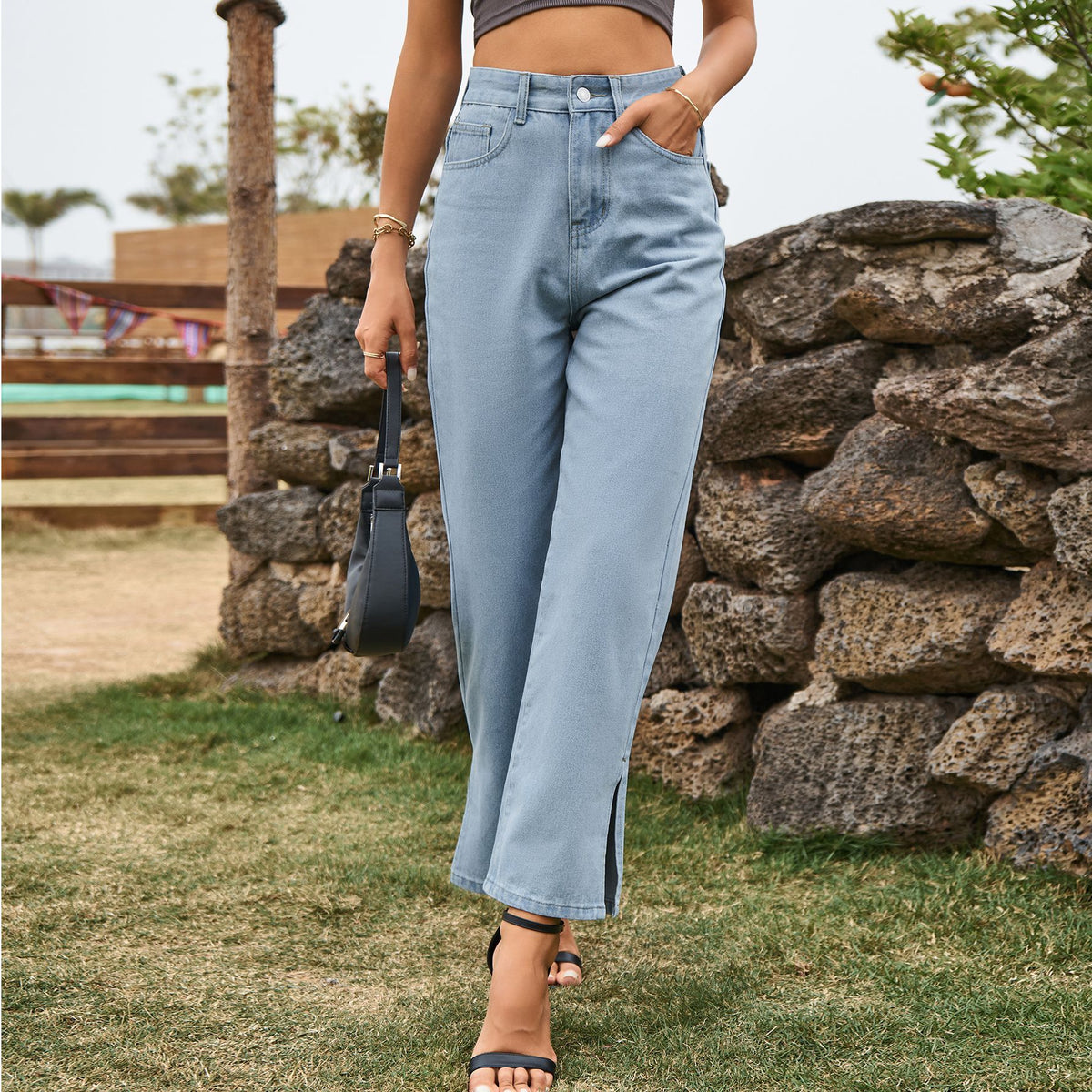 Women's Washed Split Elegant Denim Casual For Women's Jeans