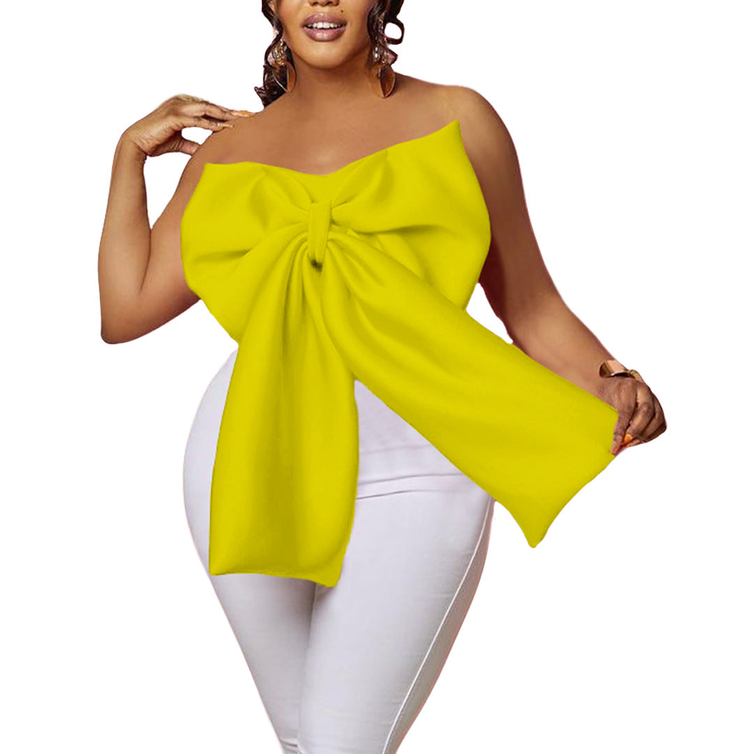 Women's Sexy Bow African Strapless Shirt Shorts