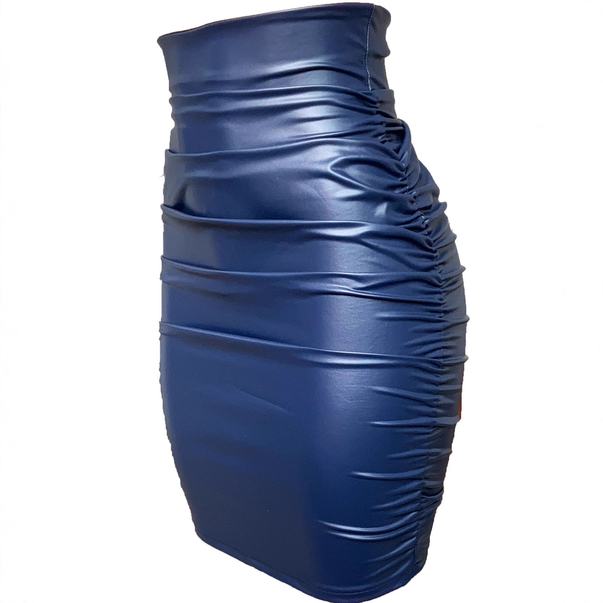Women's Leather Pleated Zipper High Waist Hip Skirt
