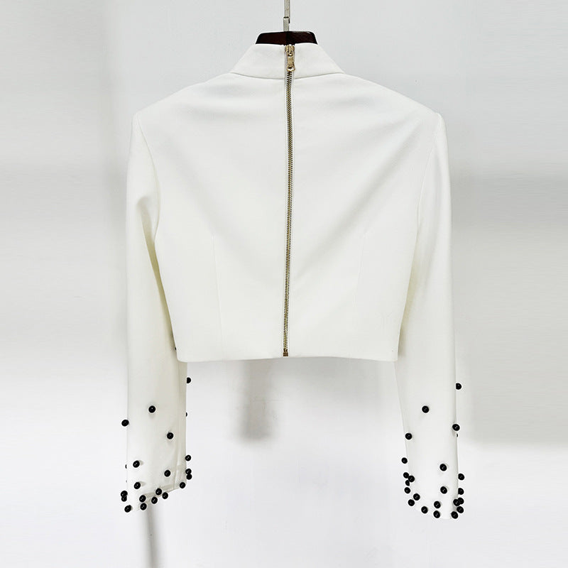 New Pearl Beaded Long Two-piece Set Fashion Casual Suit