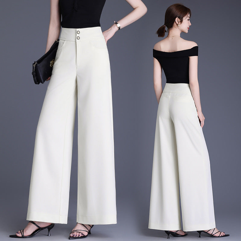 Women's High Waist Wide Leg Loose Fashion Spring Drape Versatile Casual Pants