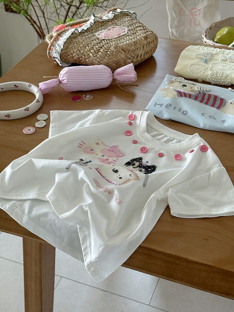 Children's Summer Cartoon Ice Feeling Fashion Pattern Children's T-shirt