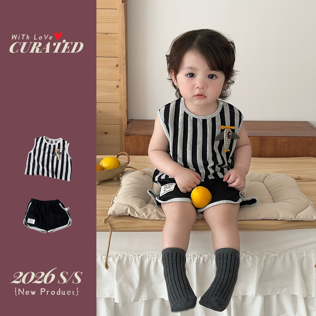 Children's Summer Western Infant Vertical Striped Sleeveless Vest Children's Suit