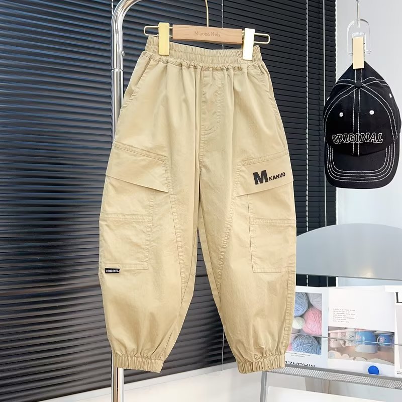 Children's Summer Cotton For Middle Big Thin Mosquito Repelling Printed Large Children's Pants