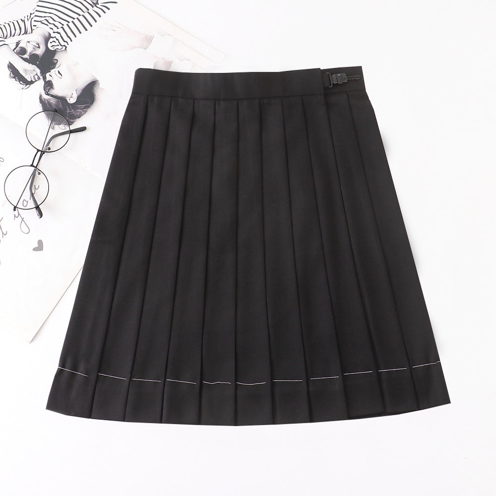 Pleated Orthodox Solid Color High Waist Skirt