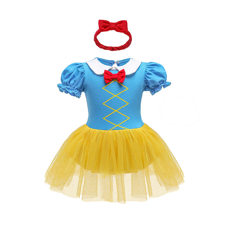 Children's Pullover Romper Short Sleeve Tulle Skirt Jumpsuit, Climbing Suit