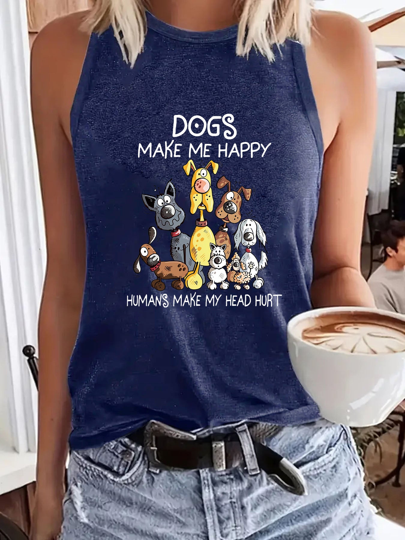 Women's Cartoon Dog Printed Round Neck Casual Women's T-shirt