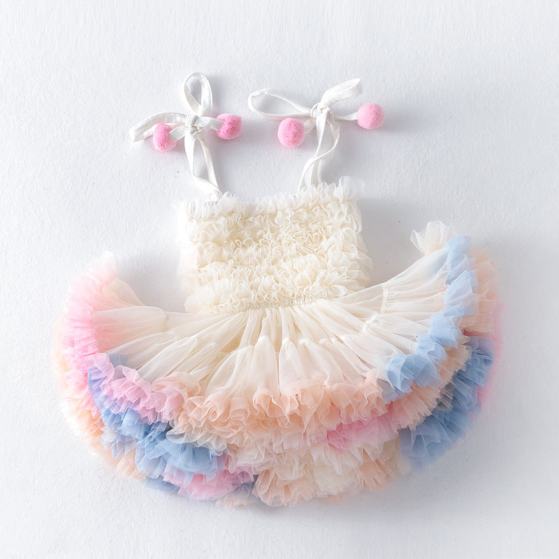 Children's Upgrade Super Fluffy Birthday Gifts One-piece Rainbow Children's Dress