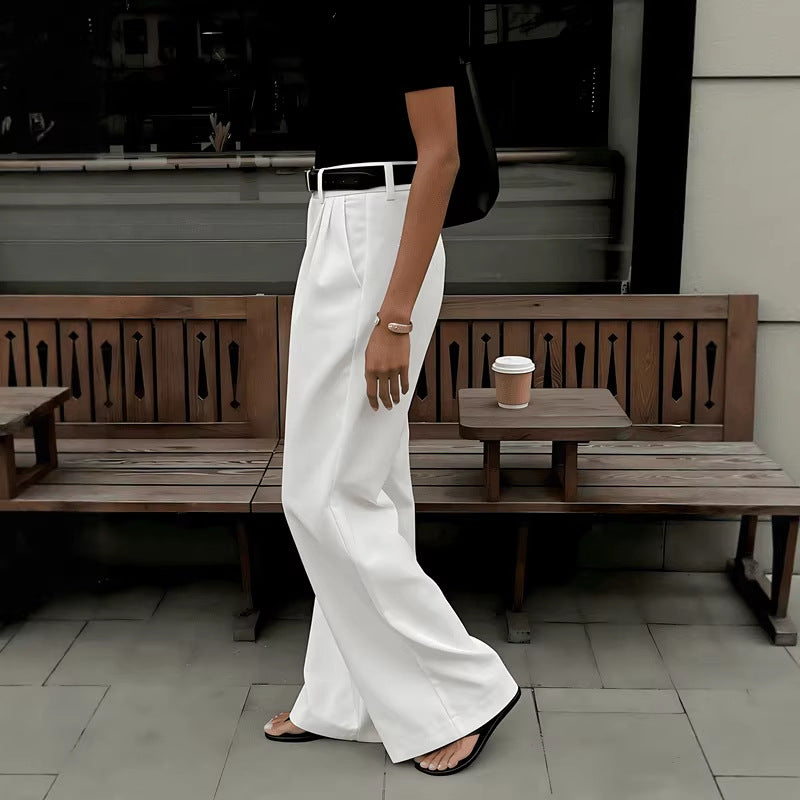 Women's Solid Color High Waist Loose Simple Casual Pants
