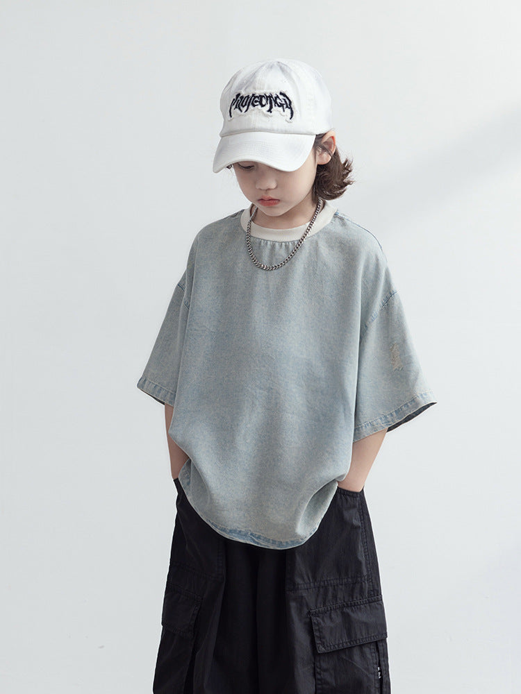 Children's Short-sleeved Summer Thin Casual Loose Half-sleeve Top Big Clothes Children's T-shirt