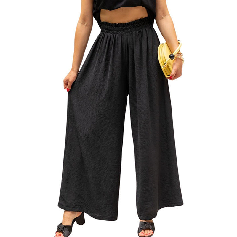 Women's Linen Solid Color High Waist Loose Pants