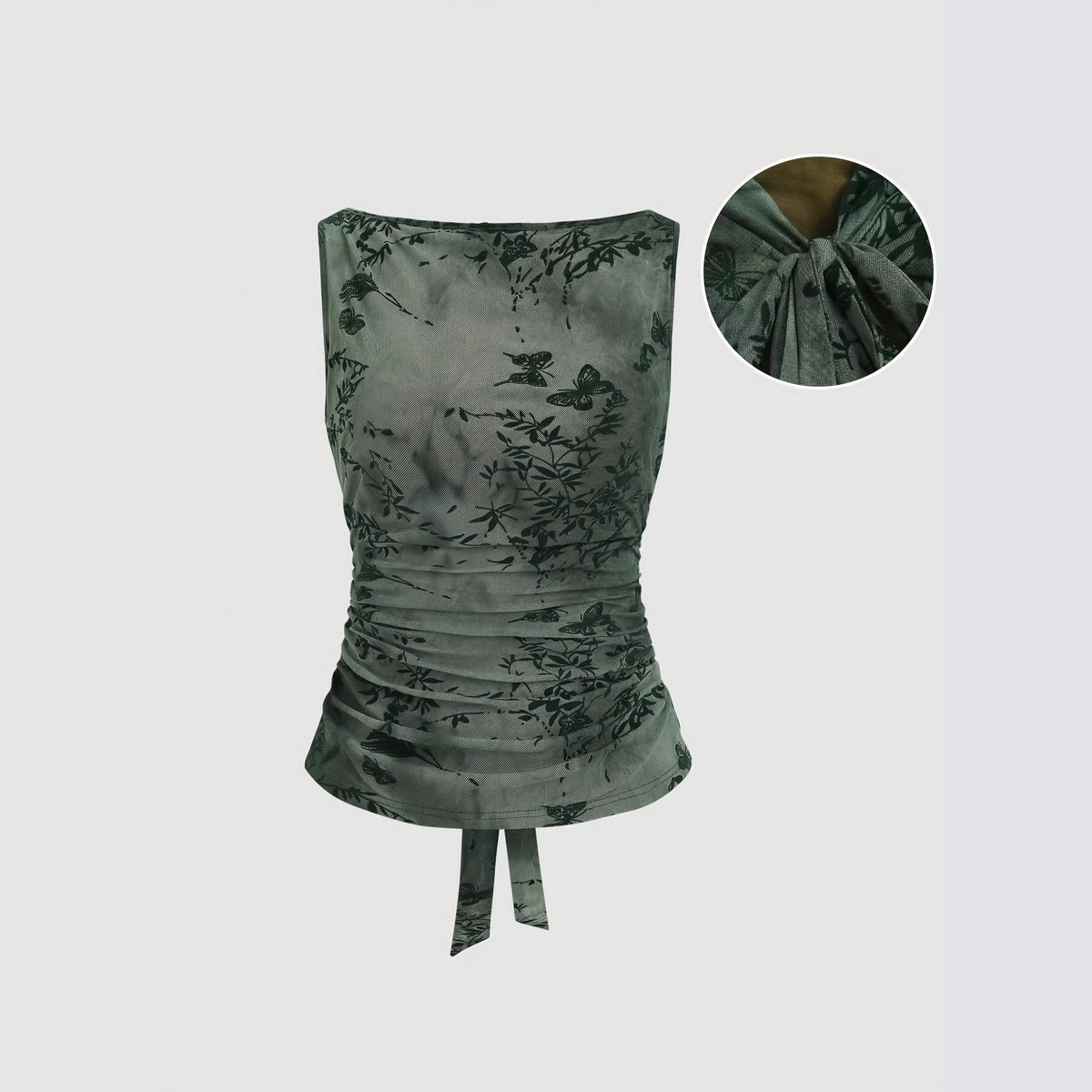 Women's Mesh Flocking Vintage Bow Bandage Design Small Vest/suspenders/tube Top