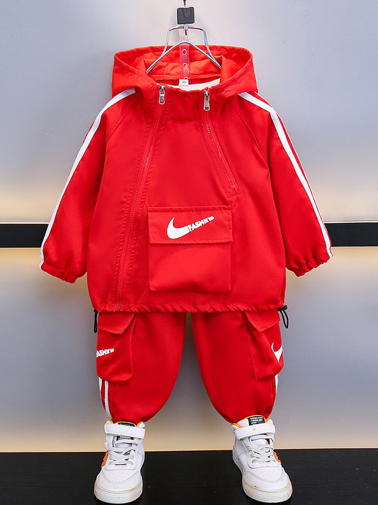 Children's Sportswear Fashionable Double Zipper Two-piece Long Children's Suit