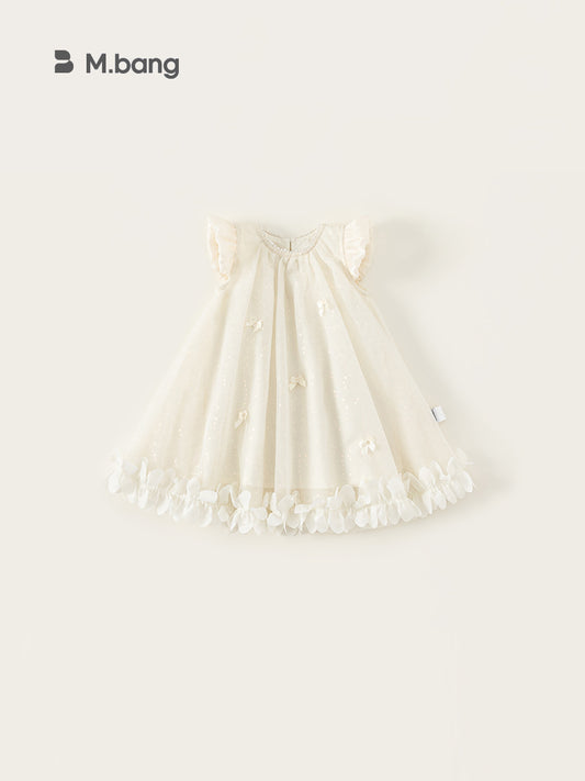 Children's Clothing Summer Pearl Flying Sleeve Bow Princess Performance Children's Dress