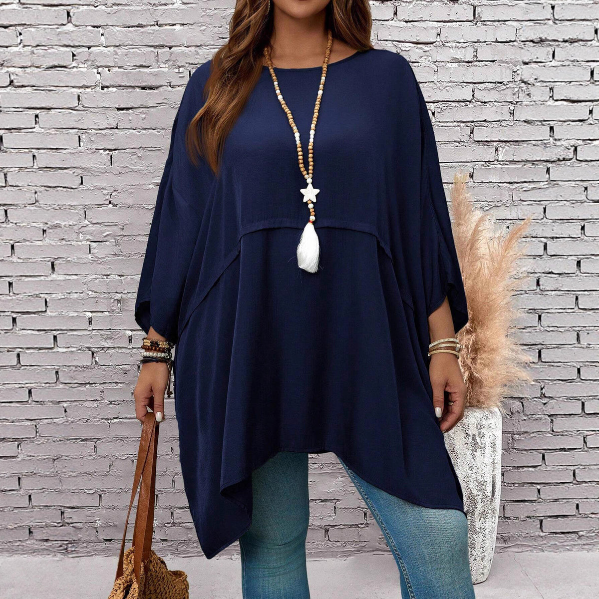 Elegant Women's Loose Round Neck Batman Large Size T-shirt