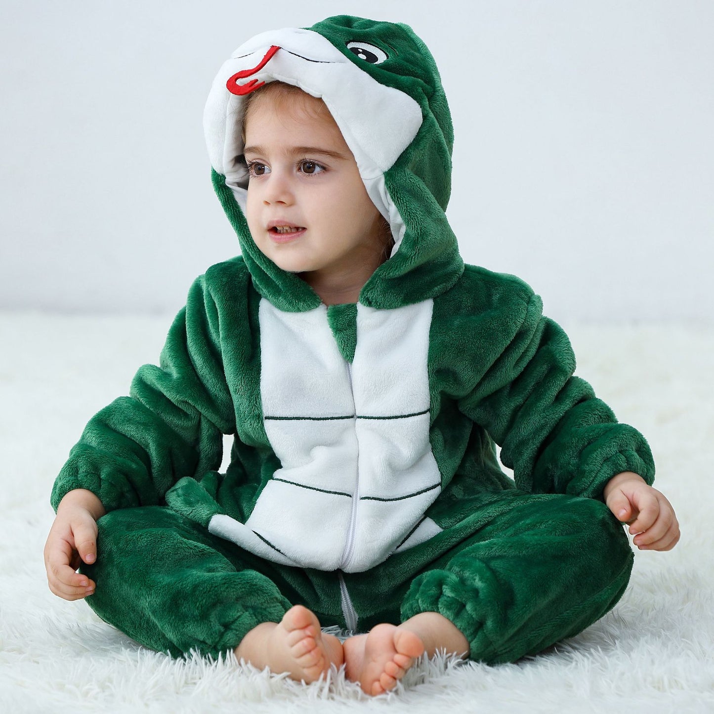 Children's Cartoon One-piece Pajama Animal Flannel Romper Jumpsuit, Climbing Suit