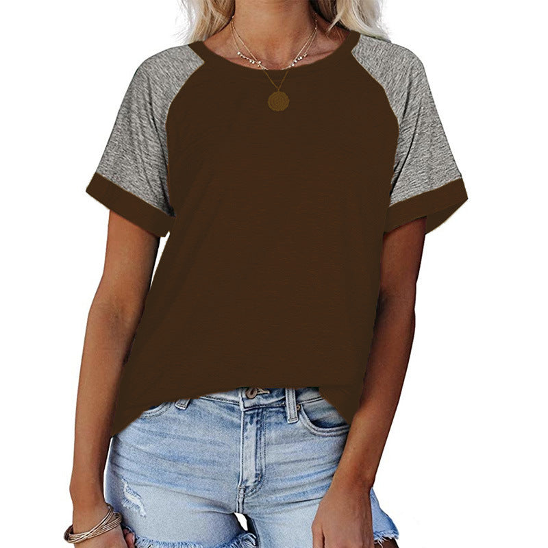 Women's Summer Solid Color Loose Round Neck Women's T-shirt