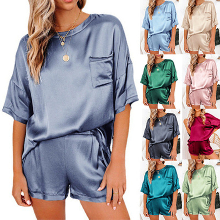 Solid Color Chiffon Pajamas Loose Two-piece Suits