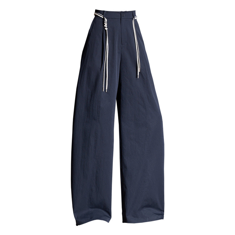 Women's Air Oblique White Wide Leg Spring Small Loose High Casual Pants