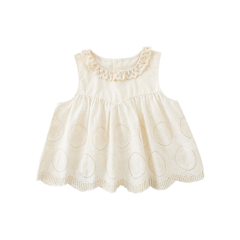 Children's Shirt Summer Fashion Jacquard Flower Ear Collar Breathable Children's T-shirt